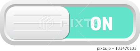 On toggle switch with green background shows system active in rounded interface design. 131470133