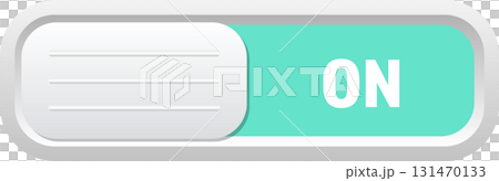 On toggle switch with green background shows system active in rounded interface design. 131470133