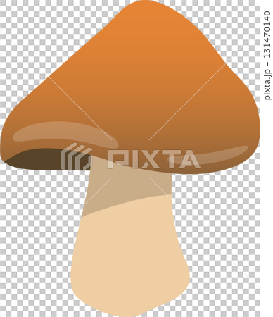 Illustration of a brown-capped mushroom with a thick, light-colored stem on a dark background. 131470140
