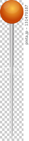 A simple orange push pin with a gray shaft, isolated against a dark background for visibility. A simple orange push pin with a gray shaft, isolated against a dark background for visibility. 131470187