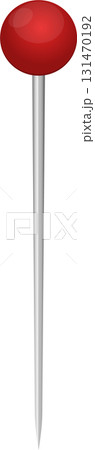 A single, red push pin with a silver shaft is placed on a black background. Use it to mark! 131470192