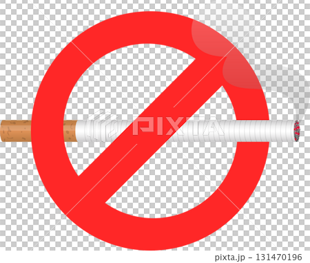 No Smoking Symbol: A burning cigarette is crossed out with a bright red prohibition symbol. 131470196