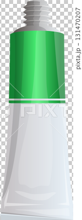Vector illustration of an open tube with green section and ridges, filled with substance. Vector illustration of an open tube with green section and ridges, filled with substance. 131470207