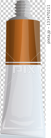 Tube with threaded opening holding brown color product. Container illustration, isolated. Tube with threaded opening holding brown color product. Container illustration, isolated. 131470211