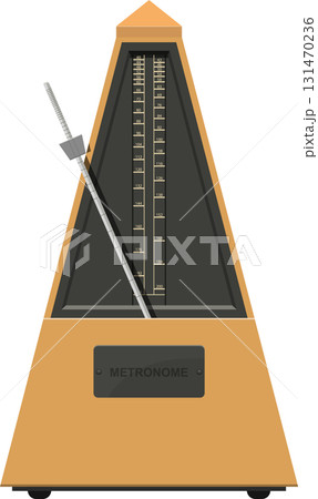 Illustration of a metronome, a device used by musicians to mark time at a selected rate. 131470236