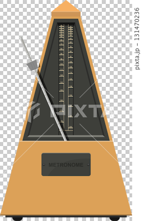 Illustration of a metronome, a device used by musicians to mark time at a selected rate. 131470236