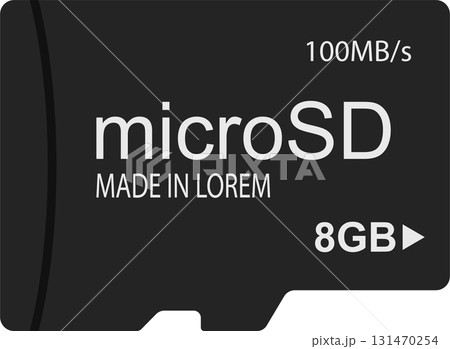 Close-up of a black microSD card showcasing its storage capacity and data transfer speed. Close-up of a black microSD card showcasing its storage capacity and data transfer speed. 131470254