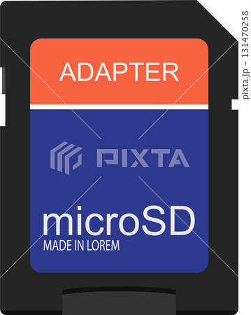 Illustration of a MicroSD card adapter. It features vibrant colors and simple design elements. Illustration of a MicroSD card adapter. It features vibrant colors and simple design elements. 131470258