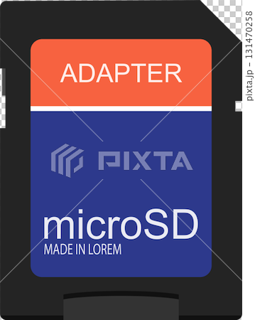 Illustration of a MicroSD card adapter. It features vibrant colors and simple design elements. Illustration of a MicroSD card adapter. It features vibrant colors and simple design elements. 131470258