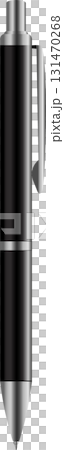 Close up of a black and silver pen, depicted vertically, against a stark black backdrop. Close up of a black and silver pen, depicted vertically, against a stark black backdrop. 131470268