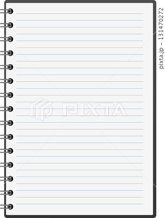 A blank, lined notebook page with a spiral binding sits ready for thoughts and ideas to be written. 131470272
