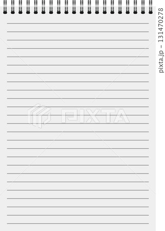 A blank, lined notepad with a spiral binding sits ready for notes, ideas, or creative writing. 131470278