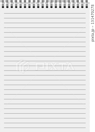 A blank, lined notepad with a spiral binding sits ready for notes, ideas, or creative writing. 131470278