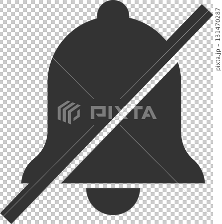 Muted Notification Icon: A gray bell with a diagonal line, representing silence or notifications off. Muted Notification Icon: A gray bell with a diagonal line, representing silence or notifications off. 131470287