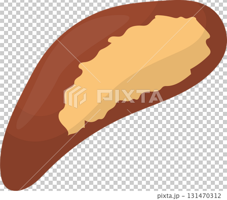 Brazil Nut: A single, crescent-shaped seed with a hard brown shell and tan, creamy kernel. 131470312