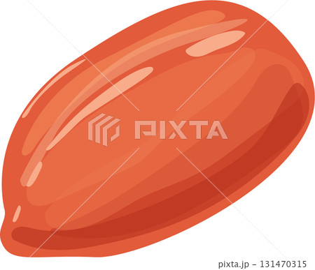 A singular cartoon rendering of a whole light brown raw shell-less peanut against black backdrop. A singular cartoon rendering of a whole light brown raw shell-less peanut against black backdrop. 131470315