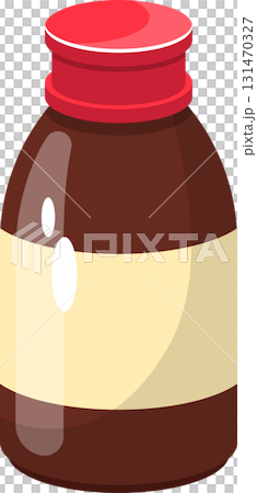 Illustration of a jar with brown contents and a red lid, suitable for food-related designs. 131470327