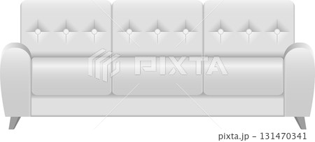 Elegant white sofa with button-tufted back, perfect for adding a touch of luxury to any living room. Elegant white sofa with button-tufted back, perfect for adding a touch of luxury to any living room. 131470341