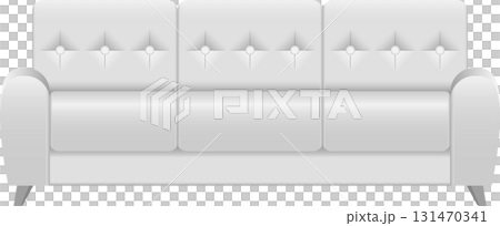 Elegant white sofa with button-tufted back, perfect for adding a touch of luxury to any living room. Elegant white sofa with button-tufted back, perfect for adding a touch of luxury to any living room. 131470341