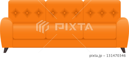 Vibrant orange three-seater sofa with tufted back, perfect for adding a pop of color to any room Vibrant orange three-seater sofa with tufted back, perfect for adding a pop of color to any room 131470346