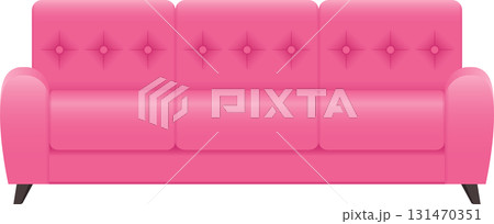 A bright pink three-seater sofa with button detailing creates a statement in any living space. 131470351