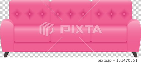 A bright pink three-seater sofa with button detailing creates a statement in any living space. 131470351