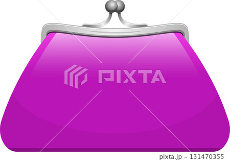 A violet coin purse with silver metal clasp. This purse can be used to hold coins and cash. A violet coin purse with silver metal clasp. This purse can be used to hold coins and cash. 131470355