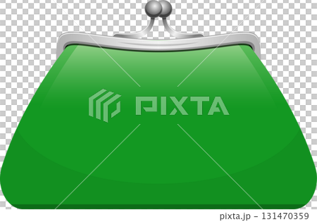 A vibrant green coin purse with a silver clasp, perfect for carrying small change securely. A vibrant green coin purse with a silver clasp, perfect for carrying small change securely. 131470359