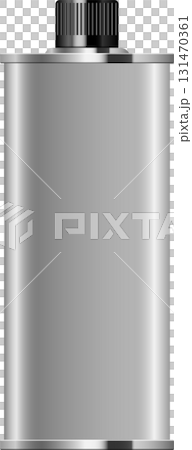 Silver metal container with a black ribbed cap, suitable for storage and industrial use. 131470361