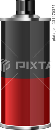 A sleek, stylized liquid container with a bold color block design, showcasing red and dark gray. A sleek, stylized liquid container with a bold color block design, showcasing red and dark gray. 131470375