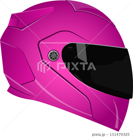 A hot pink full-face helmet with dark tinted visor, designed for safety during high-speed activities. 131470385
