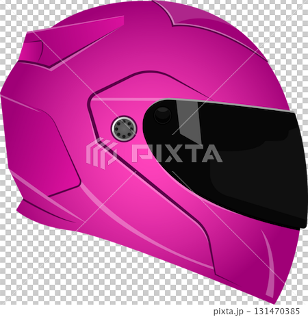 A hot pink full-face helmet with dark tinted visor, designed for safety during high-speed activities. 131470385
