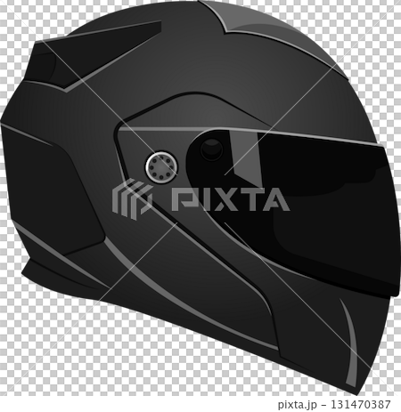 Sleek black motorcycle helmet with a tinted visor, perfect for riding. Safety and style combined. Sleek black motorcycle helmet with a tinted visor, perfect for riding. Safety and style combined. 131470387