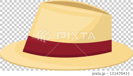 Beige hat with a red band, ideal for sun protection and a classic style. Simple and elegant. Beige hat with a red band, ideal for sun protection and a classic style. Simple and elegant. 131470431