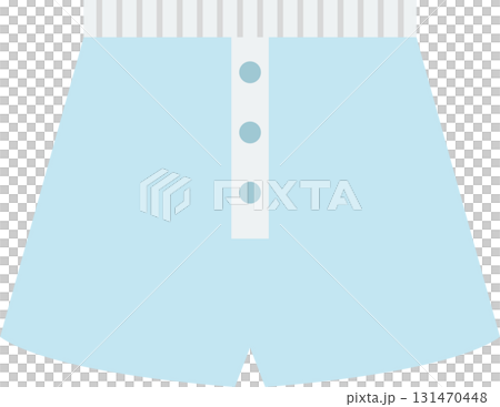 Light blue pair of men's boxer shorts with an elastic waistband and a three-button fly. 131470448