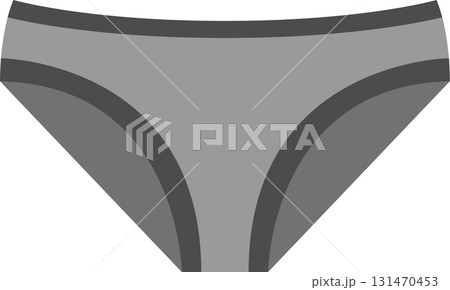 Grey underpants: a pair of simple and comfortable underwear, grayscale illustration on black background. Grey underpants: a pair of simple and comfortable underwear, grayscale illustration on black background. 131470453