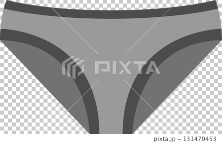 Grey underpants: a pair of simple and comfortable underwear, grayscale illustration on black background. Grey underpants: a pair of simple and comfortable underwear, grayscale illustration on black background. 131470453