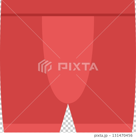 A minimalist illustration of red shorts, featuring a simple design with clean lines and flat color. 131470456