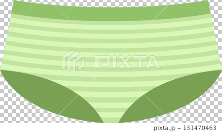 Illustration of light and dark green striped underwear isolated against a black background. 131470463