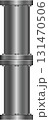Illustration featuring two metal cylinders stacked vertically, connected by horizontal flanges. 131470506