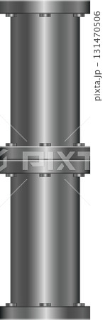 Illustration featuring two metal cylinders stacked vertically, connected by horizontal flanges. Illustration featuring two metal cylinders stacked vertically, connected by horizontal flanges. 131470506