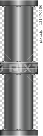 Illustration featuring two metal cylinders stacked vertically, connected by horizontal flanges. Illustration featuring two metal cylinders stacked vertically, connected by horizontal flanges. 131470506