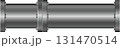 Metal pipes with bolted flanges illustrate industrial construction and fluid transportation. 131470514