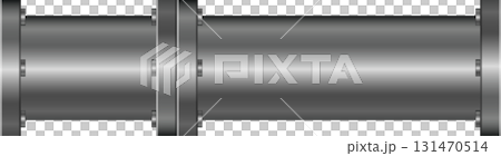 Metal pipes with bolted flanges illustrate industrial construction and fluid transportation. 131470514