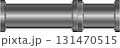 A silver pipe with bolts is connecting two sections, showing industrial design elements in place. 131470515
