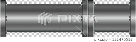 A silver pipe with bolts is connecting two sections, showing industrial design elements in place. 131470515