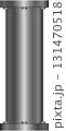 A cylindrical gray object with metallic shine, bolted to surfaces against a dark background. 131470518