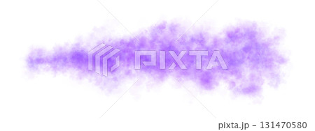 Violet, purple smoke cloud expanding in horizontal direction with transparent background, dense toxic vapor or chemical emission 131470580