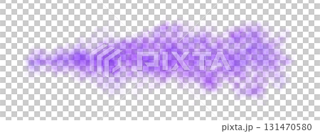 Violet, purple smoke cloud expanding in horizontal direction with transparent background, dense toxic vapor or chemical emission 131470580