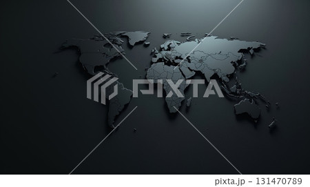 3d world map showing all countries and continents in black 131470789